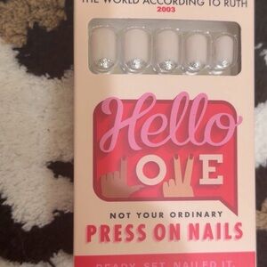 Hello Love Press On Nails with Glitter